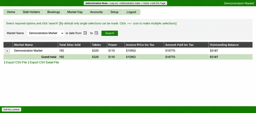 Sitetrak Accounts & CSV Export Interface